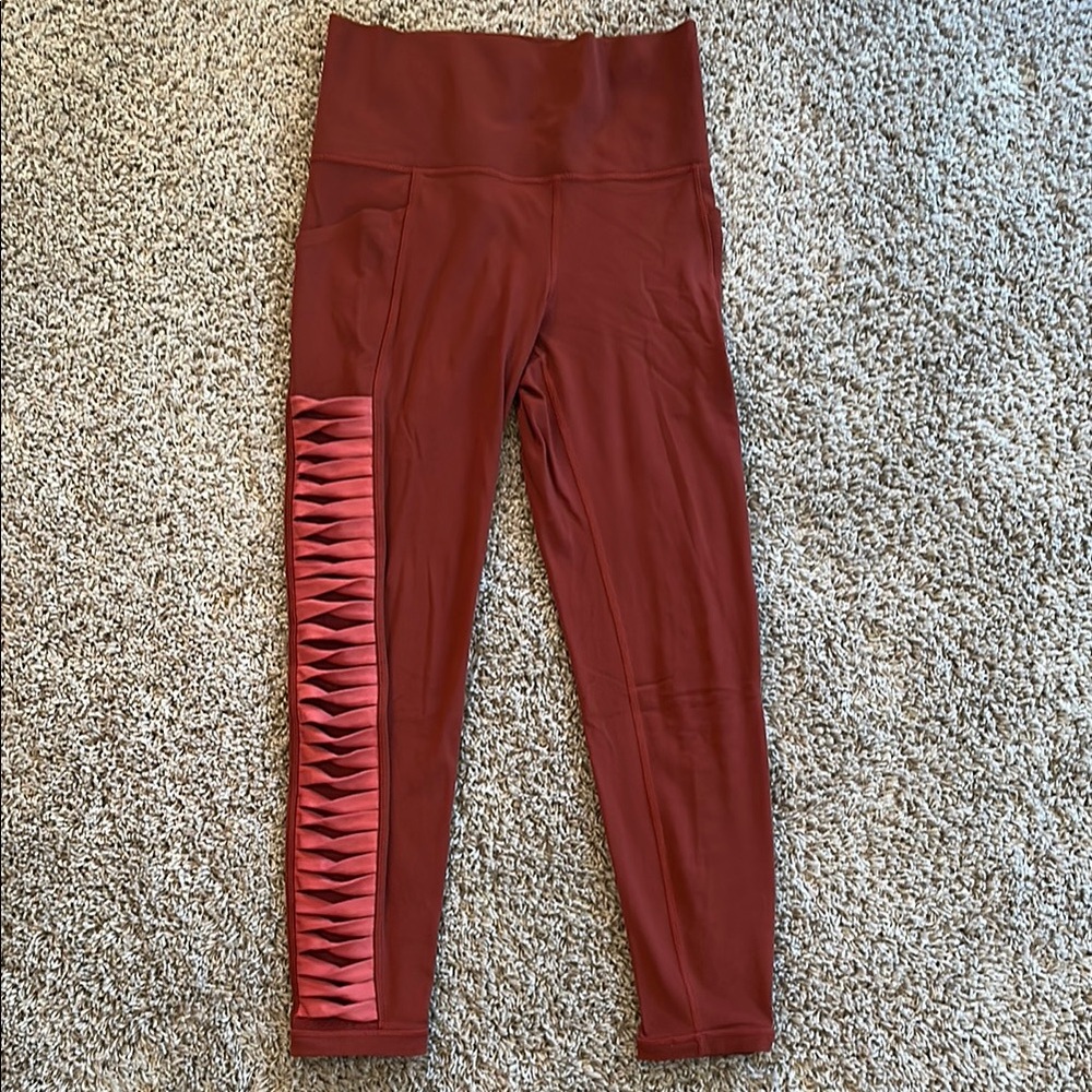 Athleta Brown and Pink High-Waisted Leggings